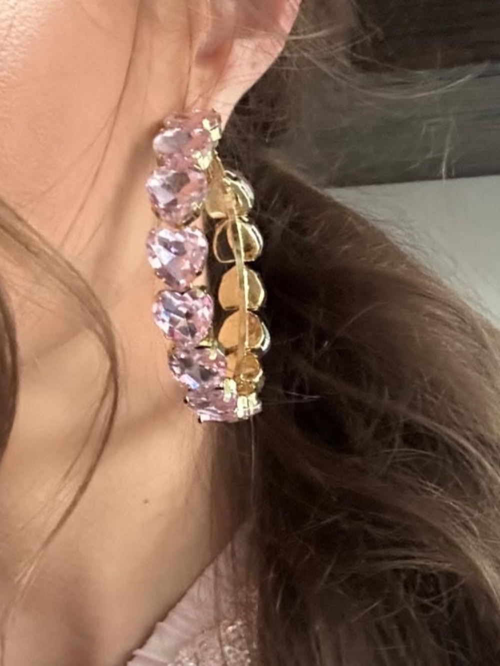 Blush Heart Hoop Earrings